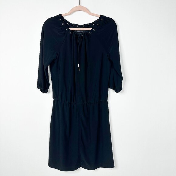 2/$30 White House Black Market 3/4 Sleeve Grommet Neck Blouson Dress #A0128 - Picture 4 of 11